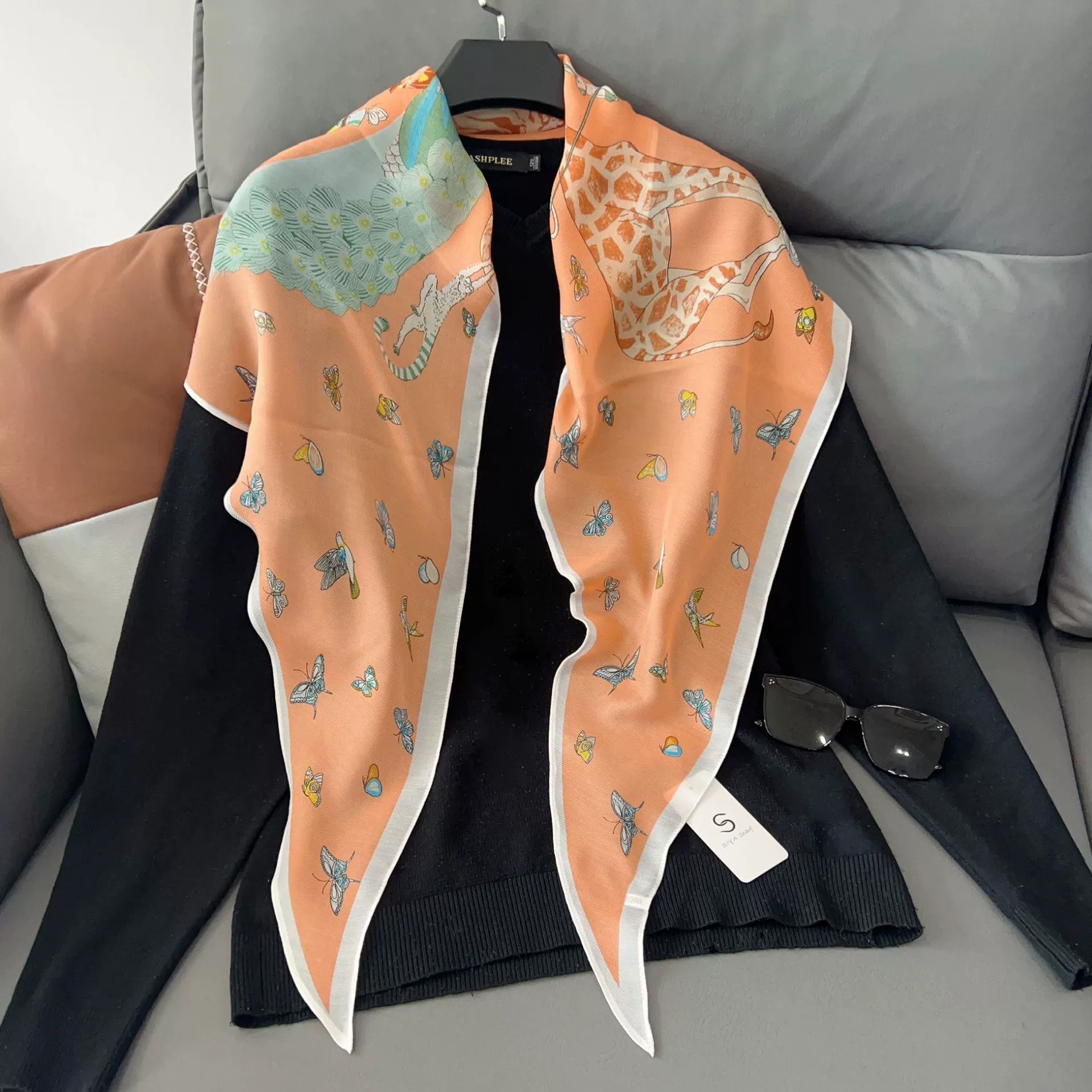 Butterfly Print Neck Scarf view 4