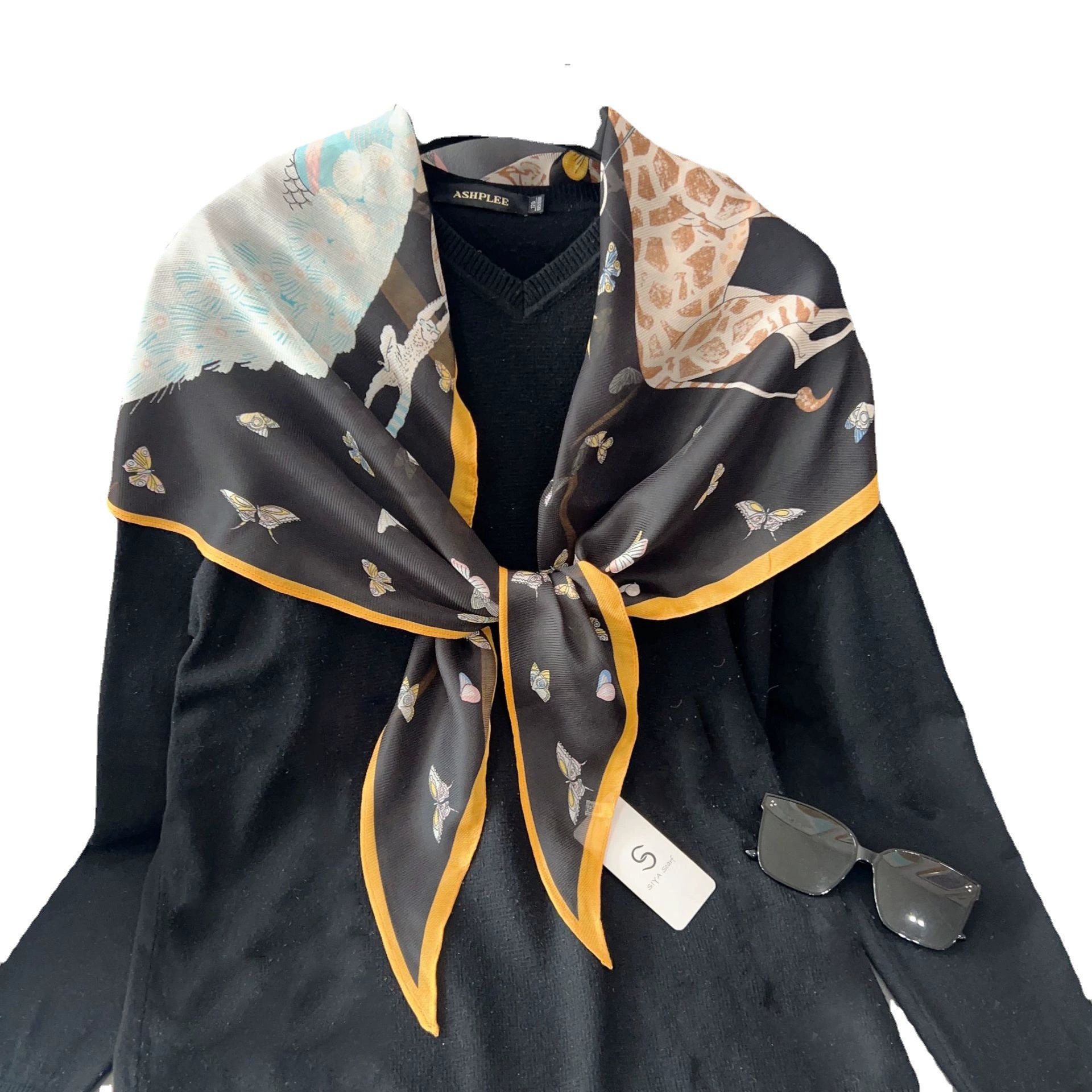 Butterfly Print Neck Scarf view 5