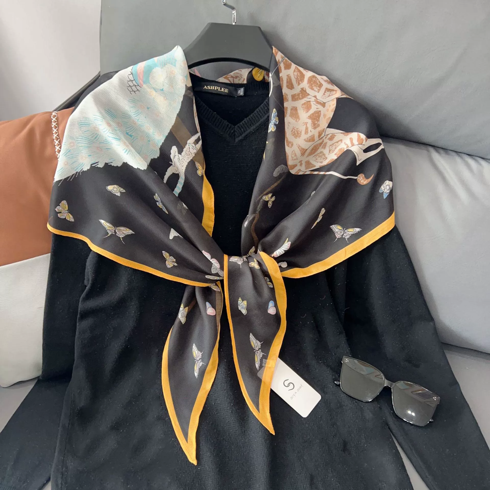 Butterfly Print Neck Scarf view 6