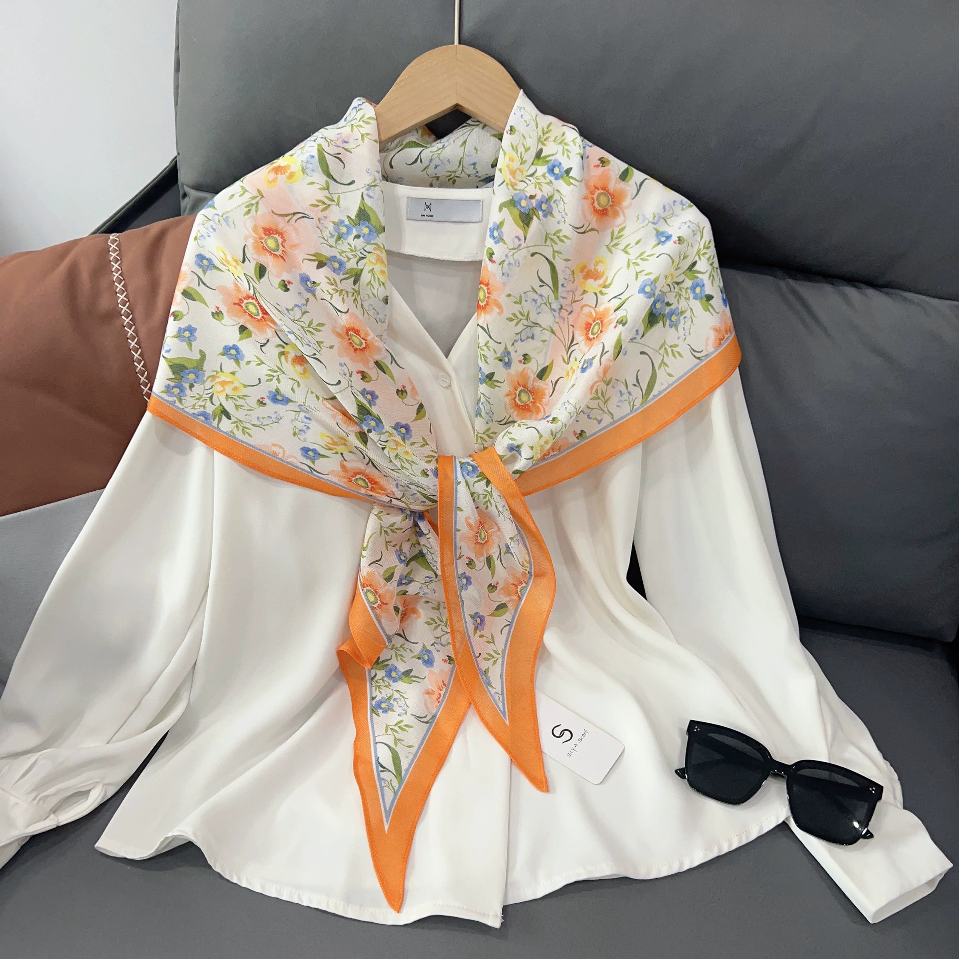 Floral Sheer Neck Scarf view 3