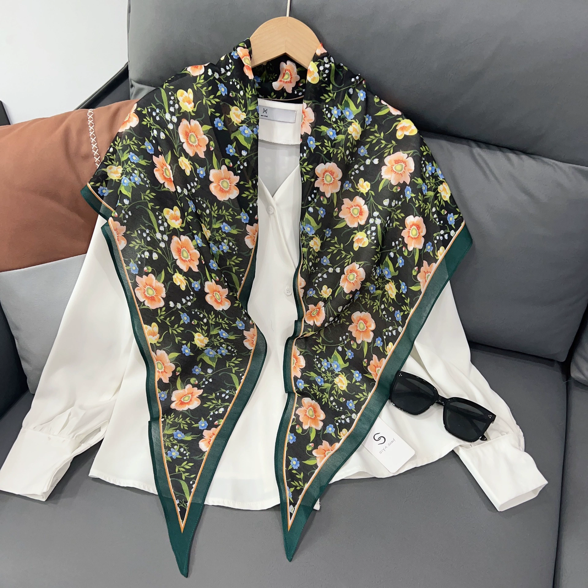 Floral Sheer Neck Scarf view 4