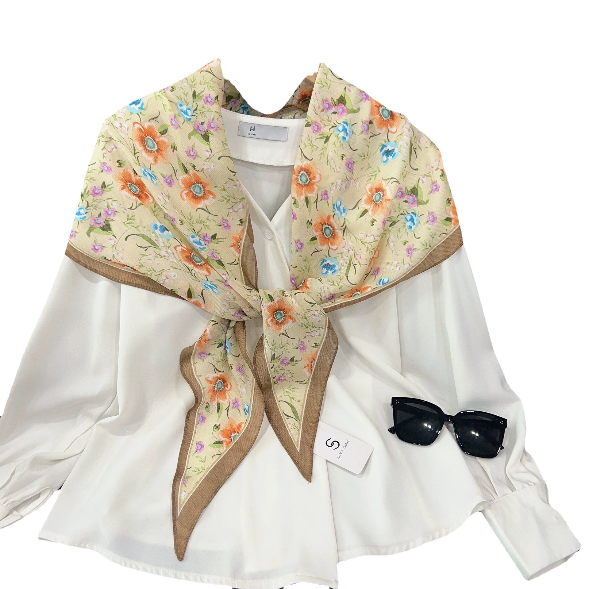 Floral Sheer Neck Scarf view 5