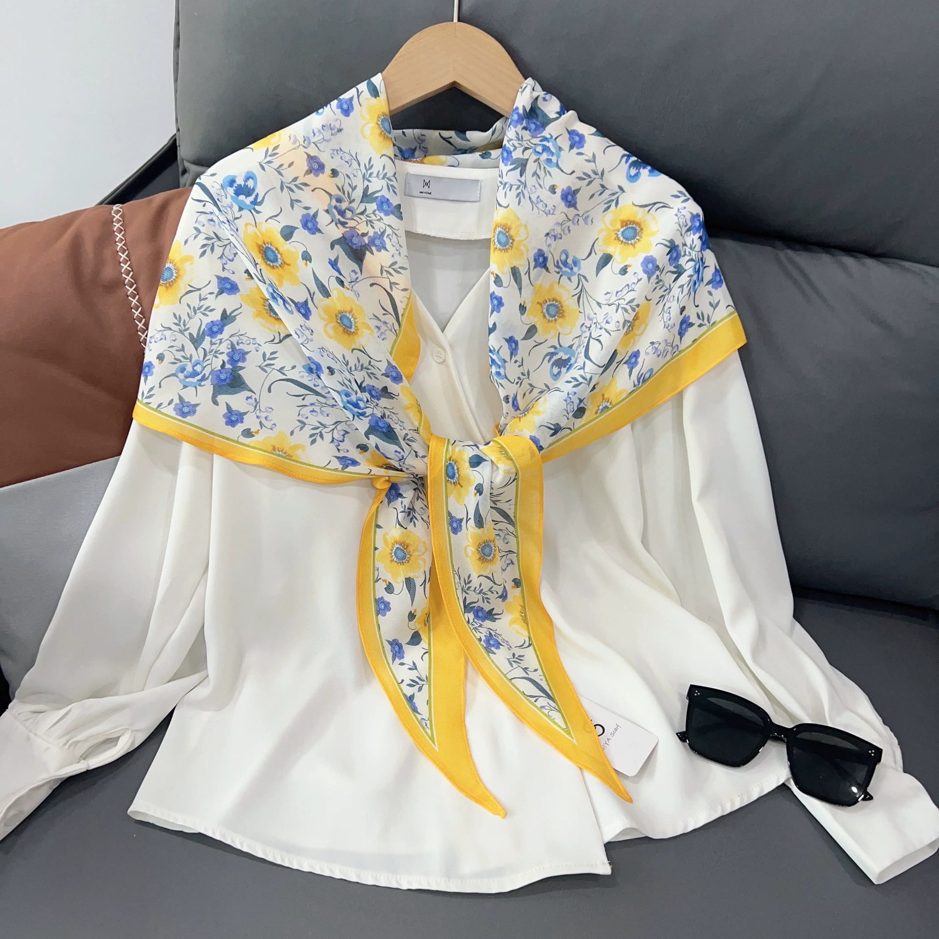 Floral Sheer Neck Scarf view 6