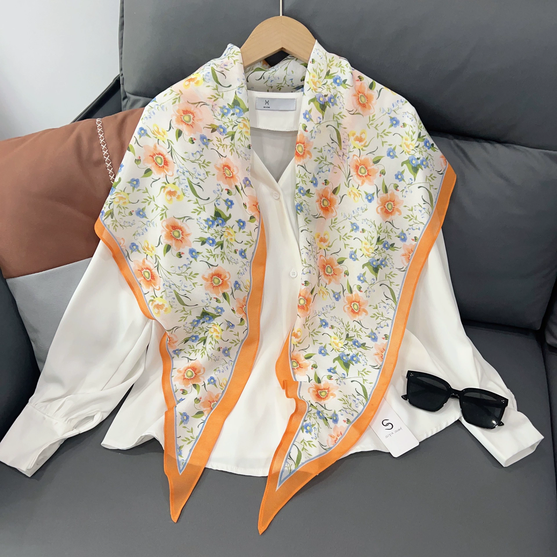 Floral Sheer Neck Scarf view 7