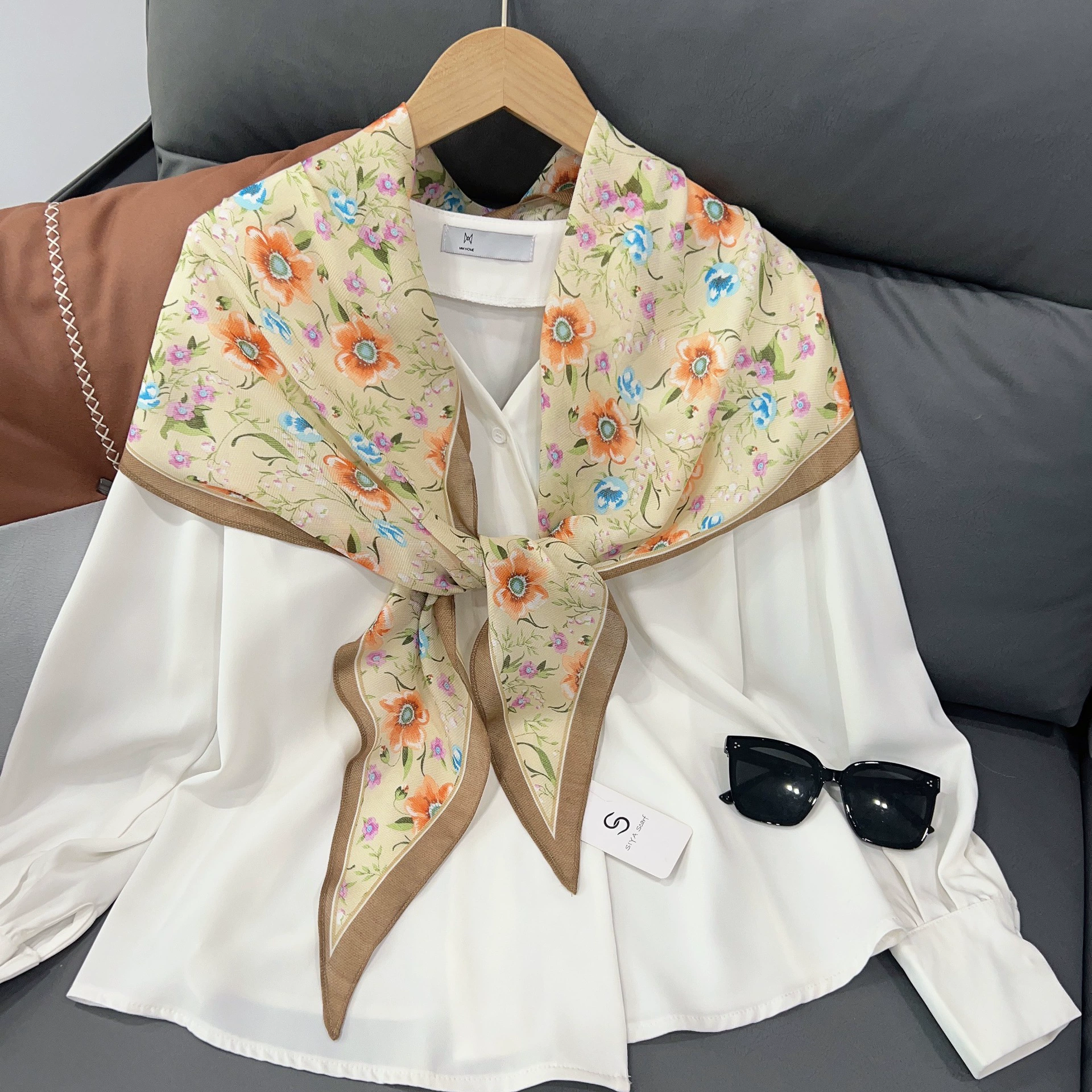 Floral Sheer Neck Scarf view 8