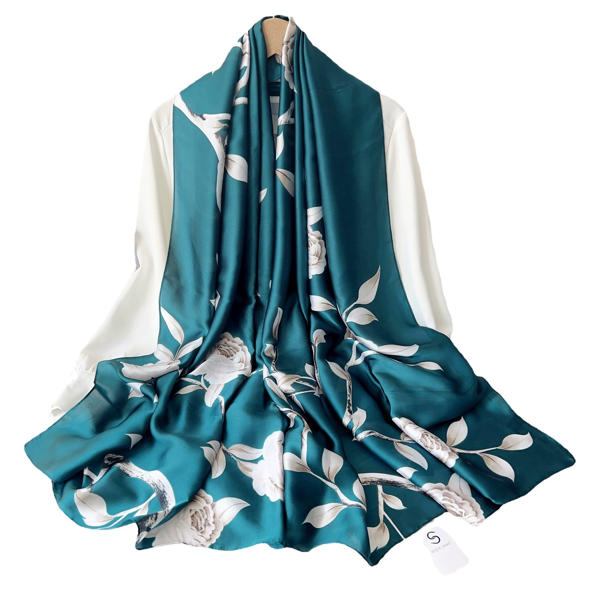 Foulard imitation soie à imprimé rose view 5