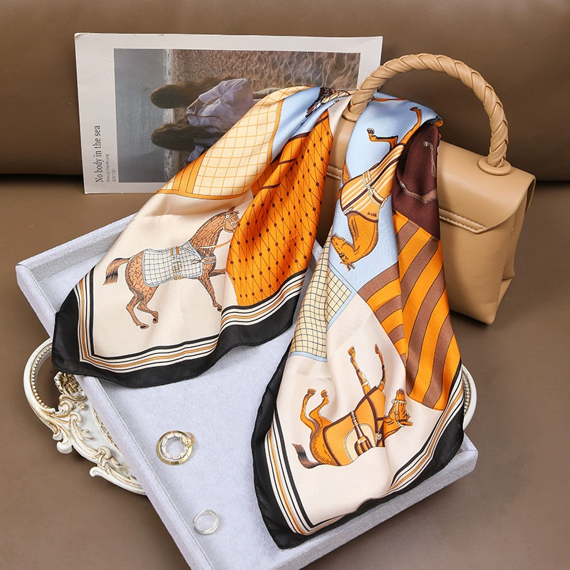Vintage Print Faux Silk Square Scarf view 2