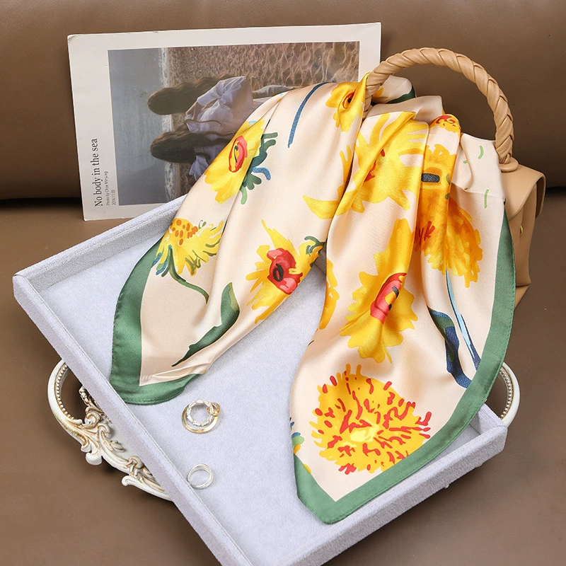 Vintage Print Faux Silk Square Scarf view 7
