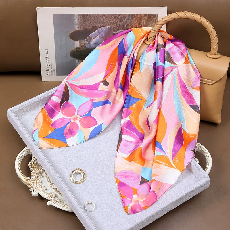 Vintage Print Faux Silk Square Scarf view 8