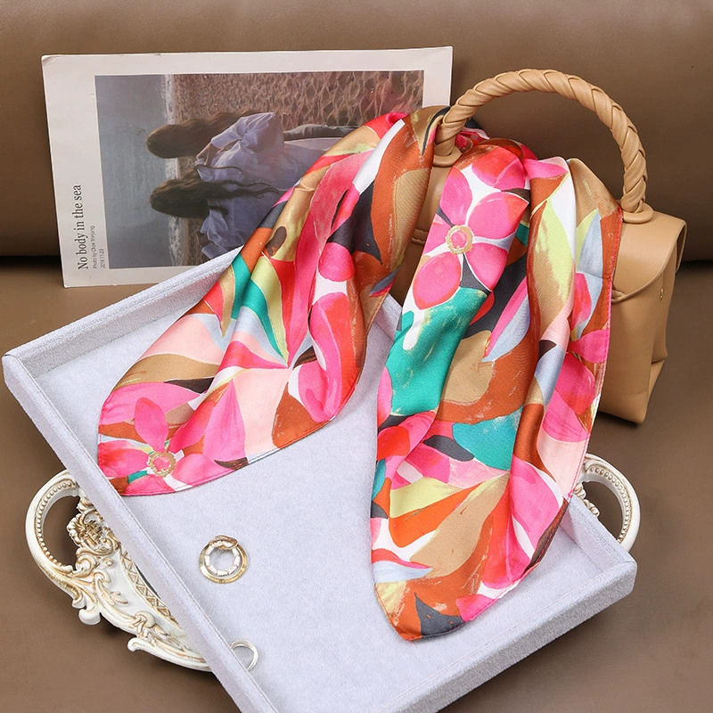 Vintage Print Faux Silk Square Scarf view 9