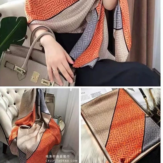 Floral Satin Long Scarf Wrap for Women view 4
