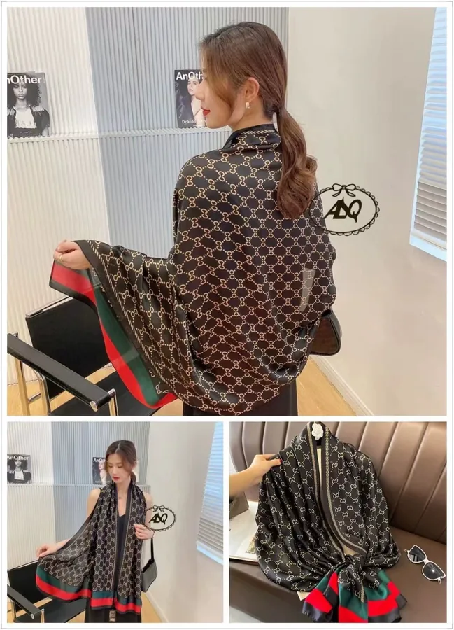 Floral Satin Long Scarf Wrap for Women view 9