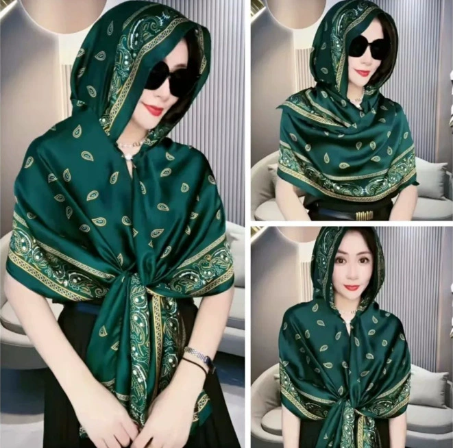 Floral Satin Long Scarf Wrap for Women view 11
