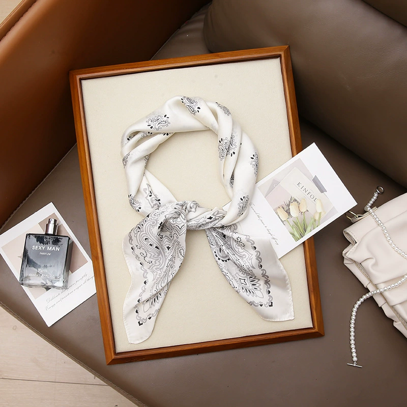 Paisley Print Faux Silk Square Scarf view 4