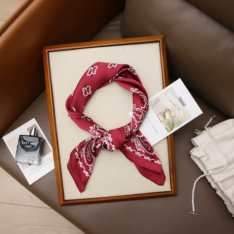 Paisley Print Faux Silk Square Scarf view 8