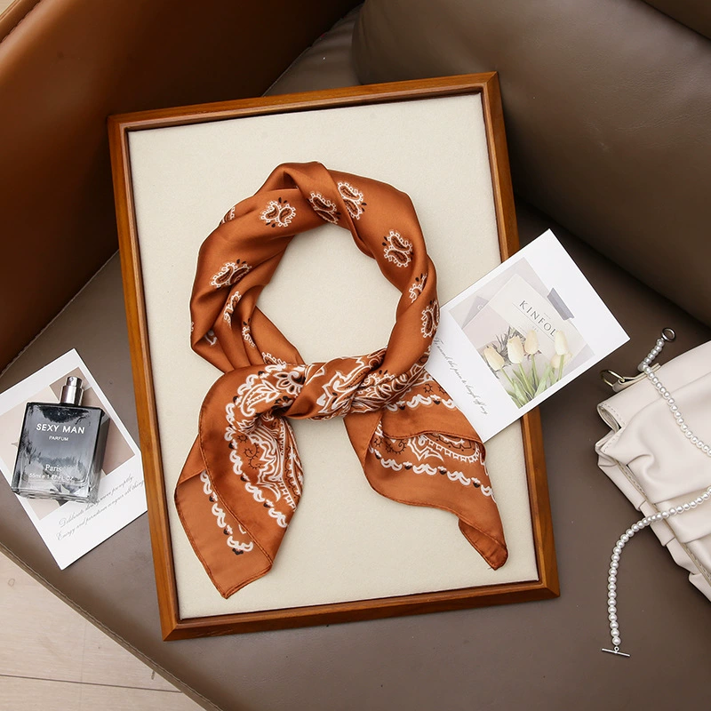 Paisley Print Faux Silk Square Scarf view 9