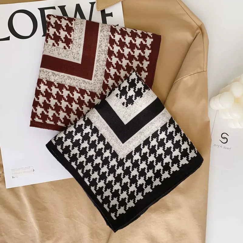 Houndstooth Velvet Square Scarf