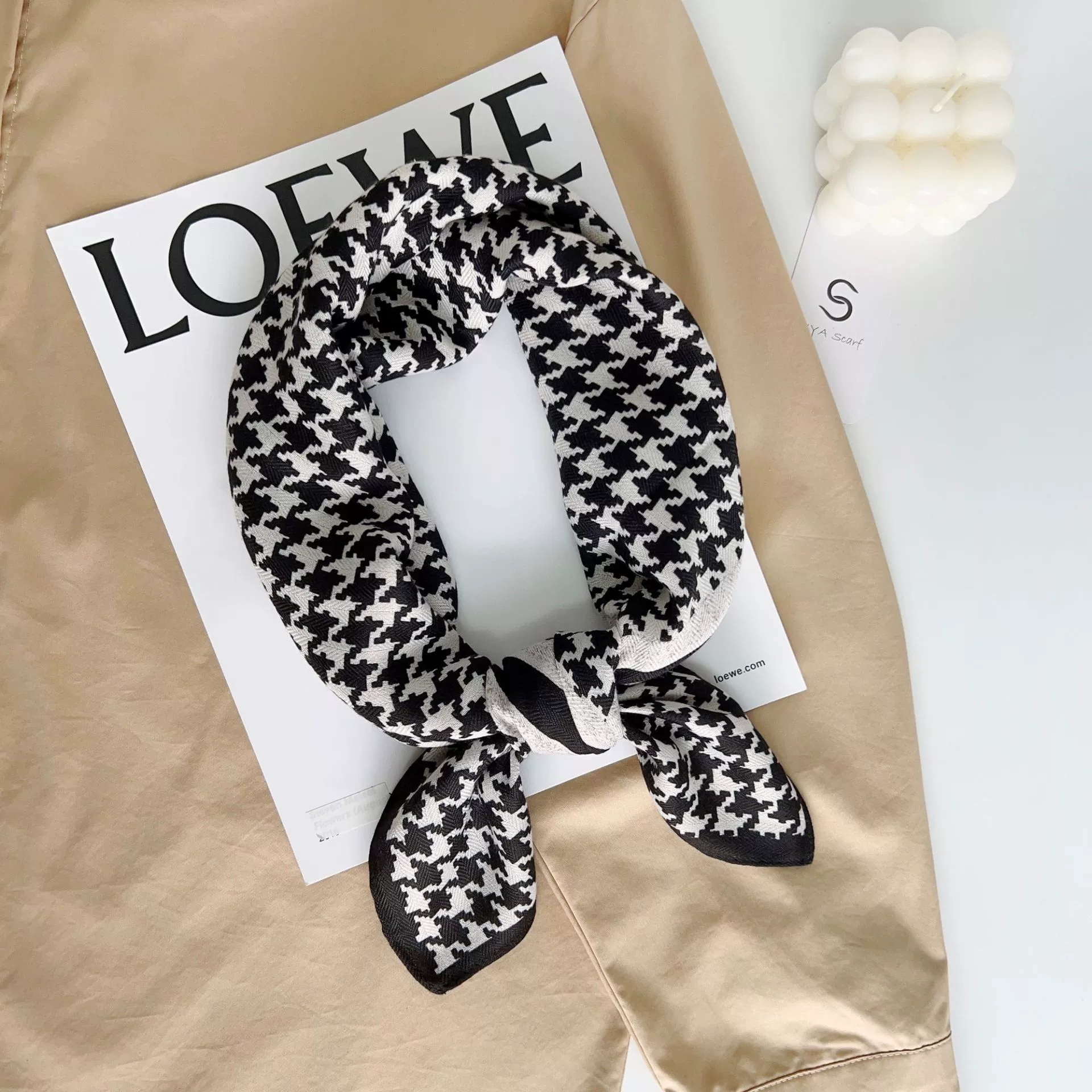 Houndstooth Velvet Square Scarf view 2