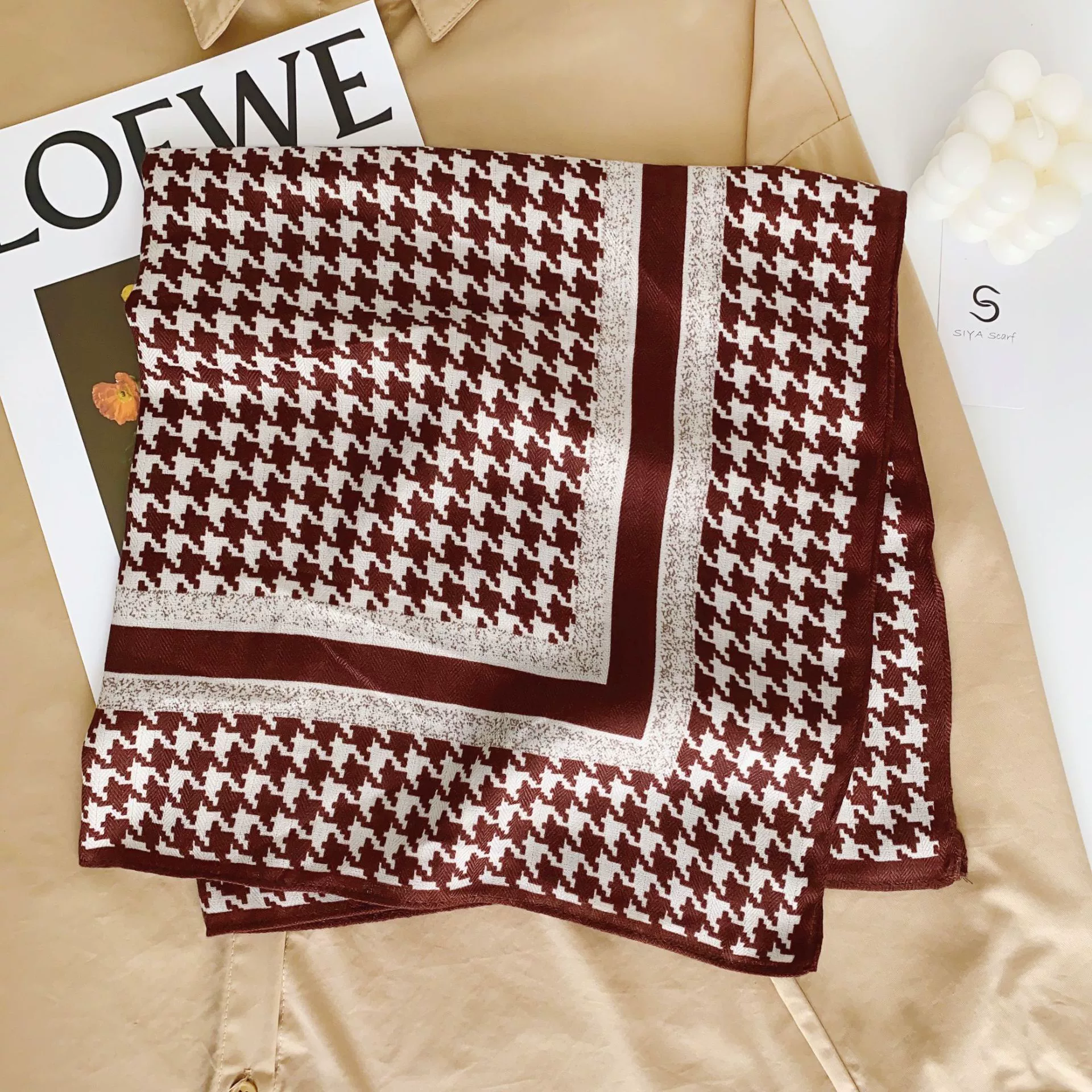 Houndstooth Velvet Square Scarf view 3