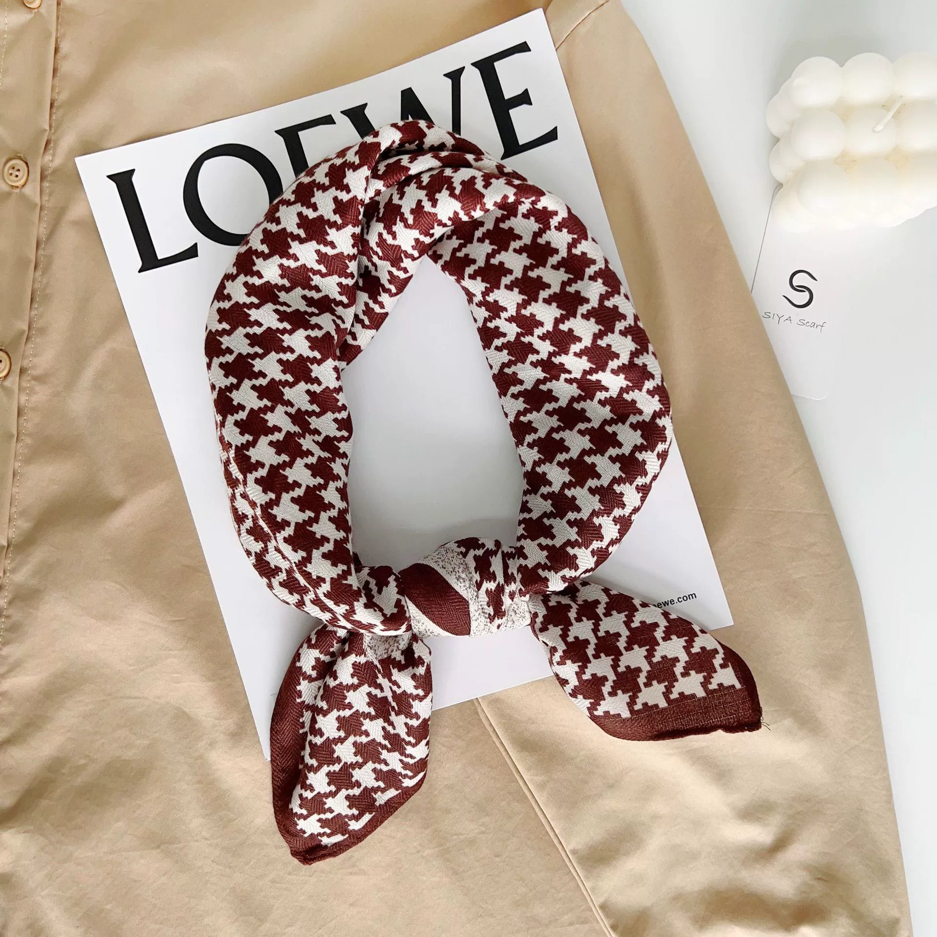Houndstooth Velvet Square Scarf view 4