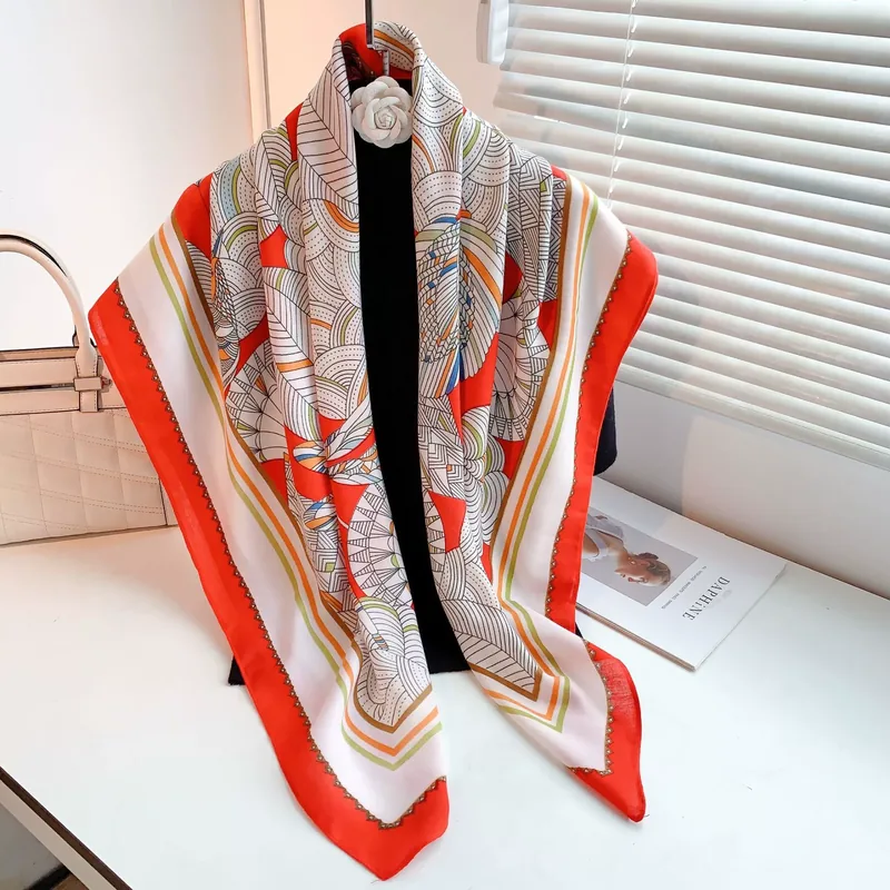 Chal rojo con estampado étnico