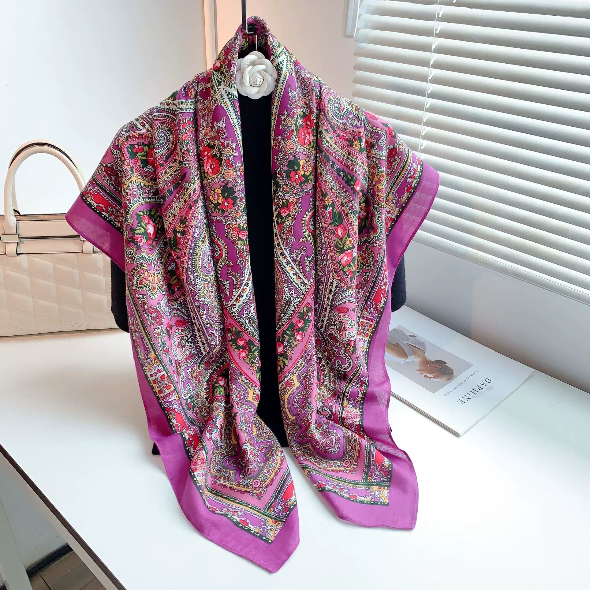 Printed Velvet Square Scarf view 3