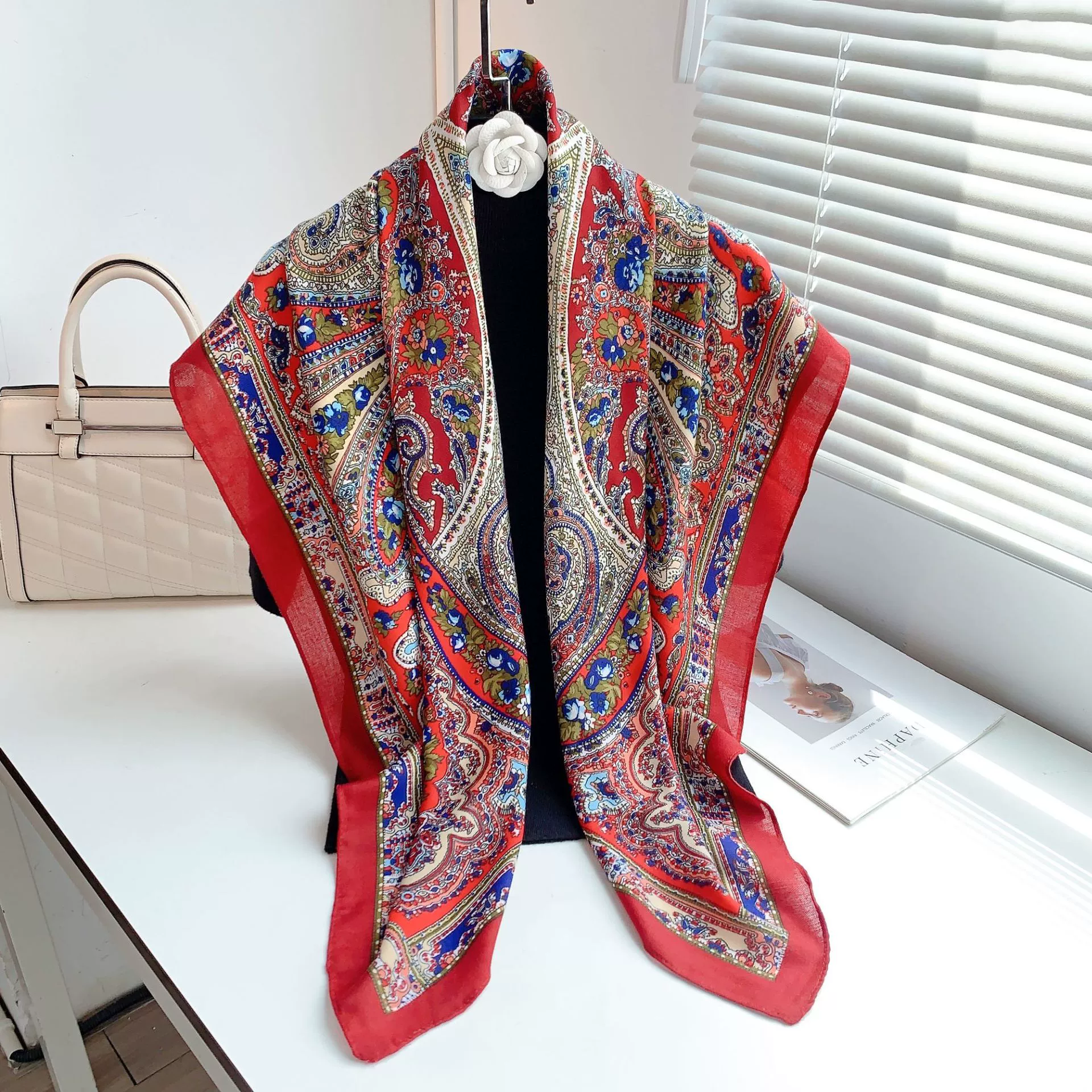 Printed Velvet Square Scarf view 4