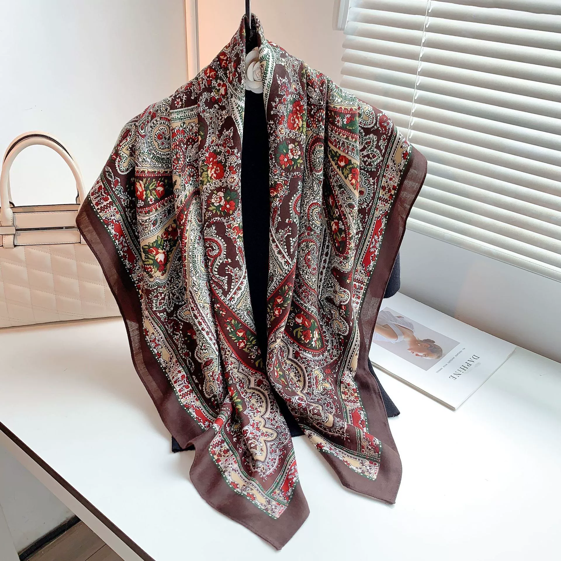 Printed Velvet Square Scarf view 6