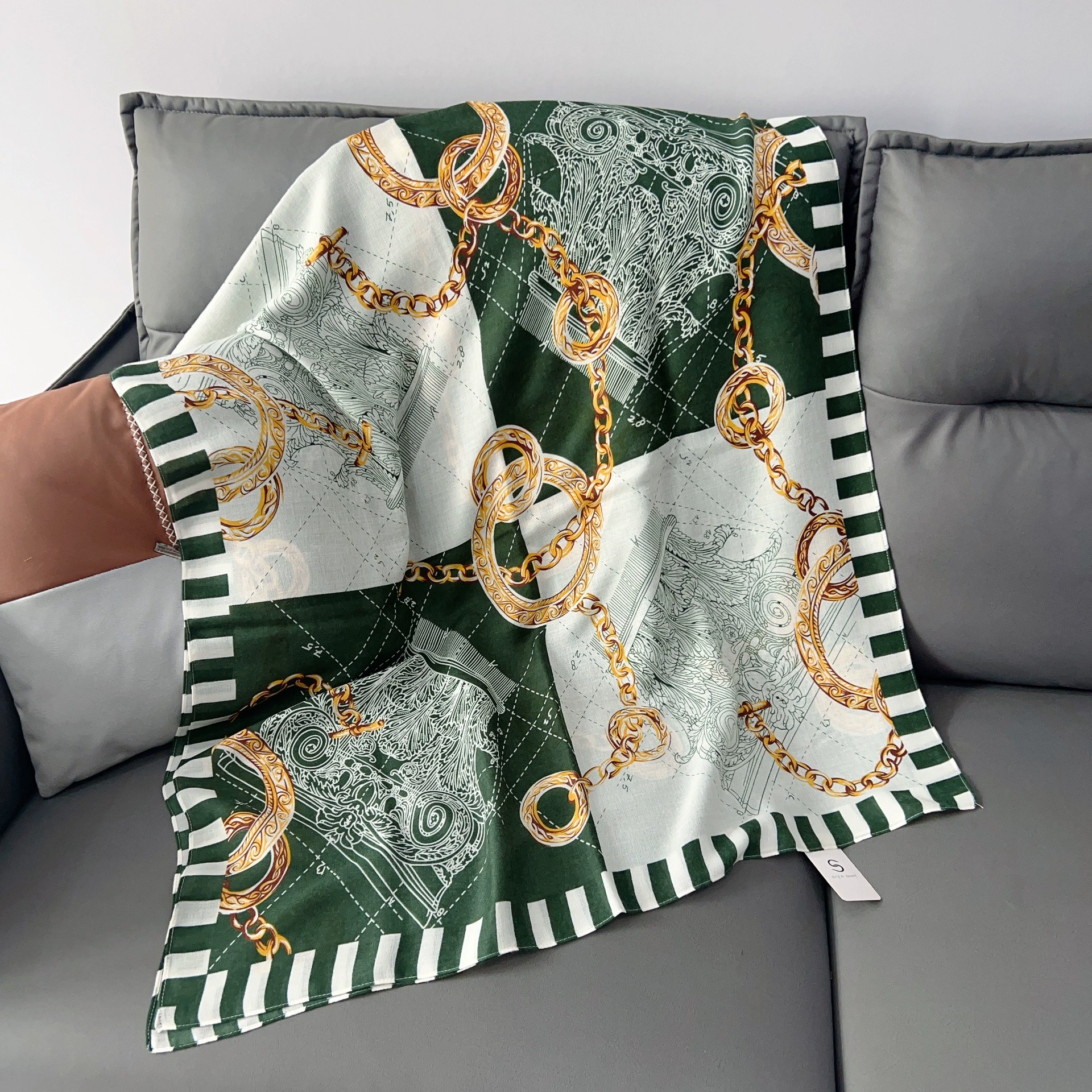 Chain Print Cotton-Linen Scarf view 3
