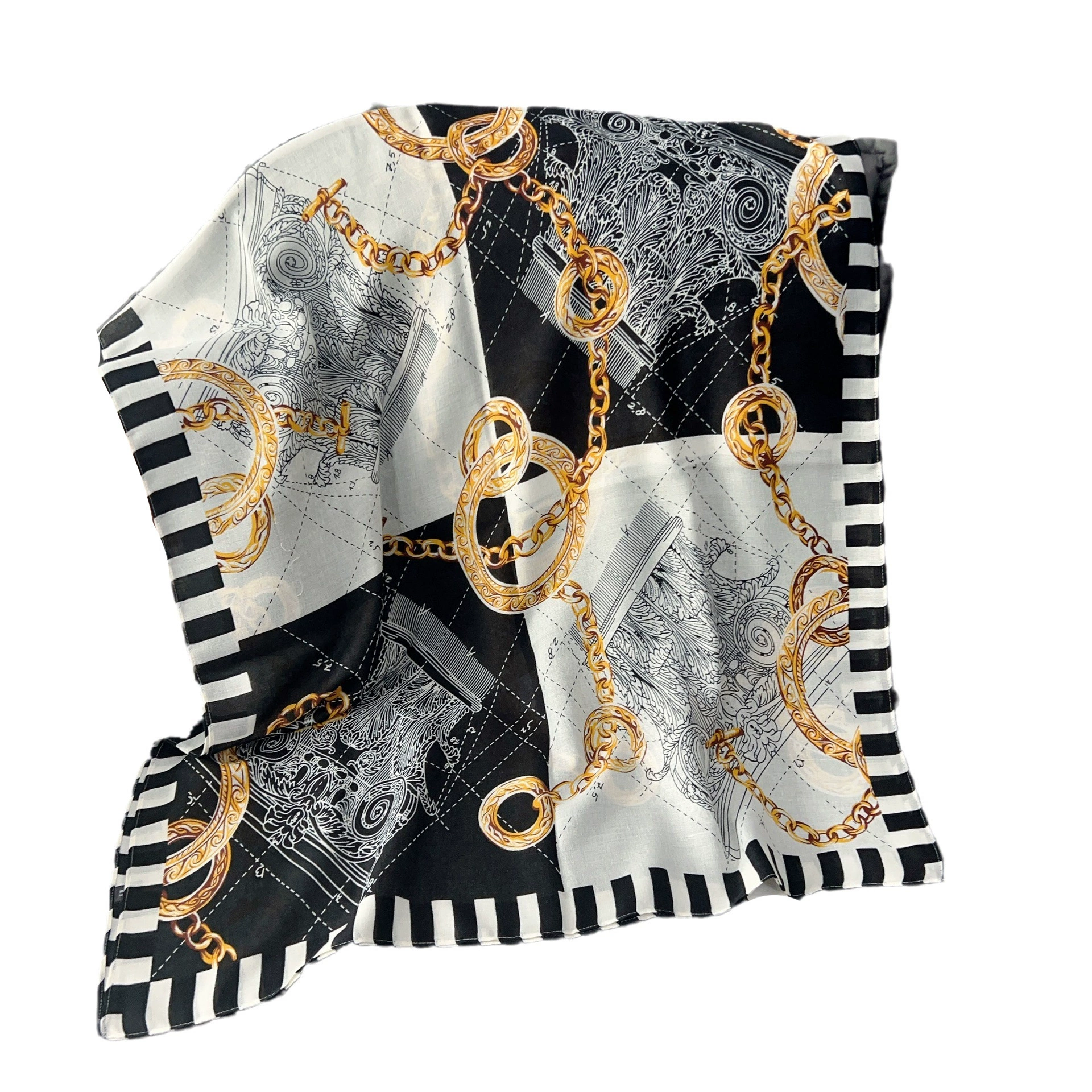 Chain Print Cotton-Linen Scarf view 5