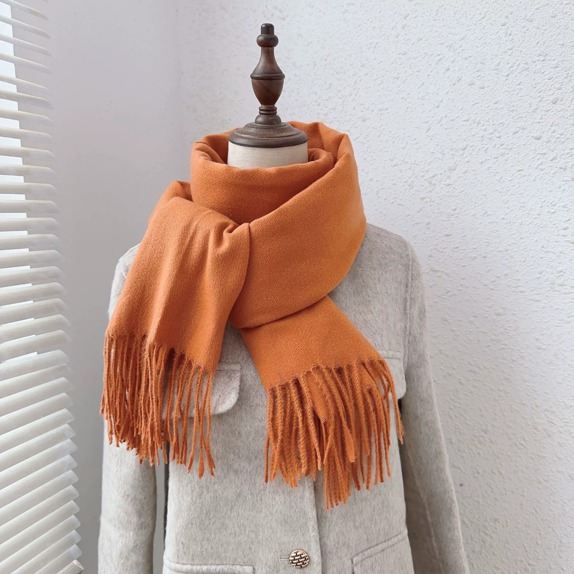 Faux Cashmere Fringe Scarf view 3