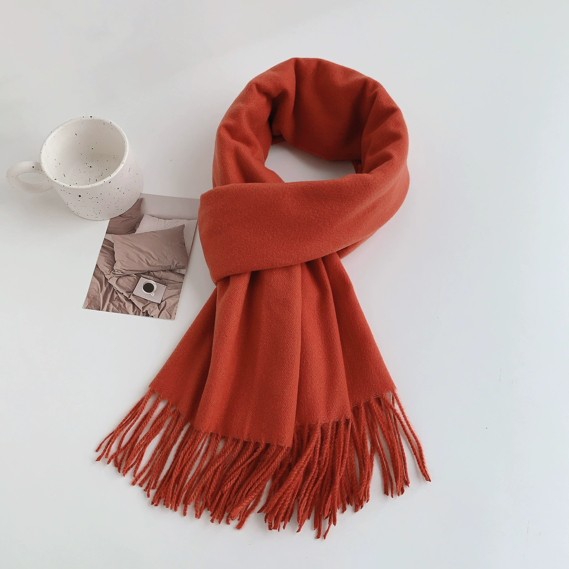 Faux Cashmere Fringe Scarf view 4