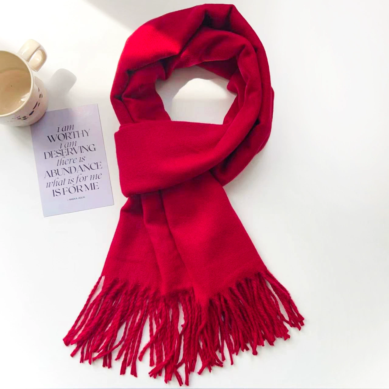 Faux Cashmere Fringe Scarf view 7