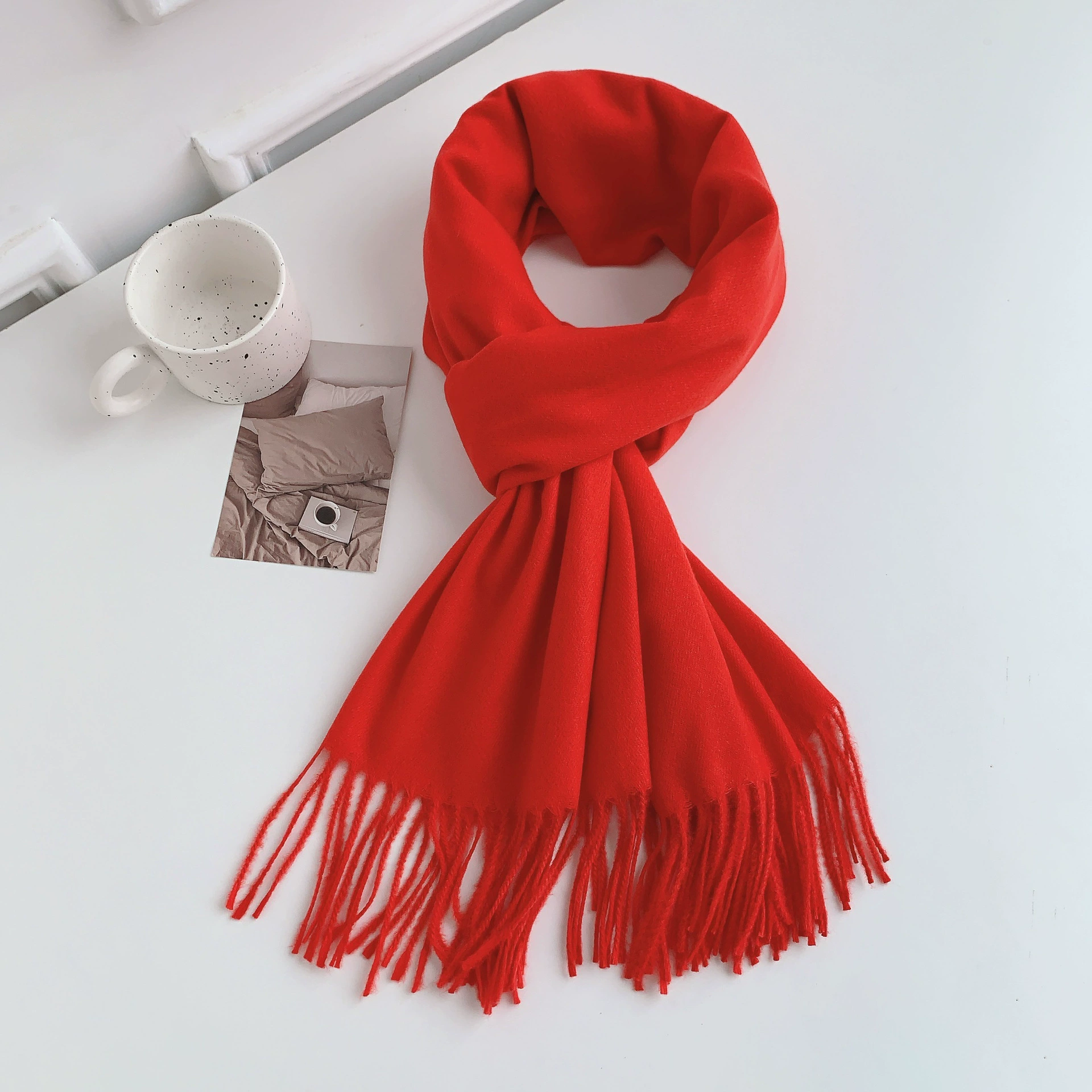 Faux Cashmere Fringe Scarf view 8