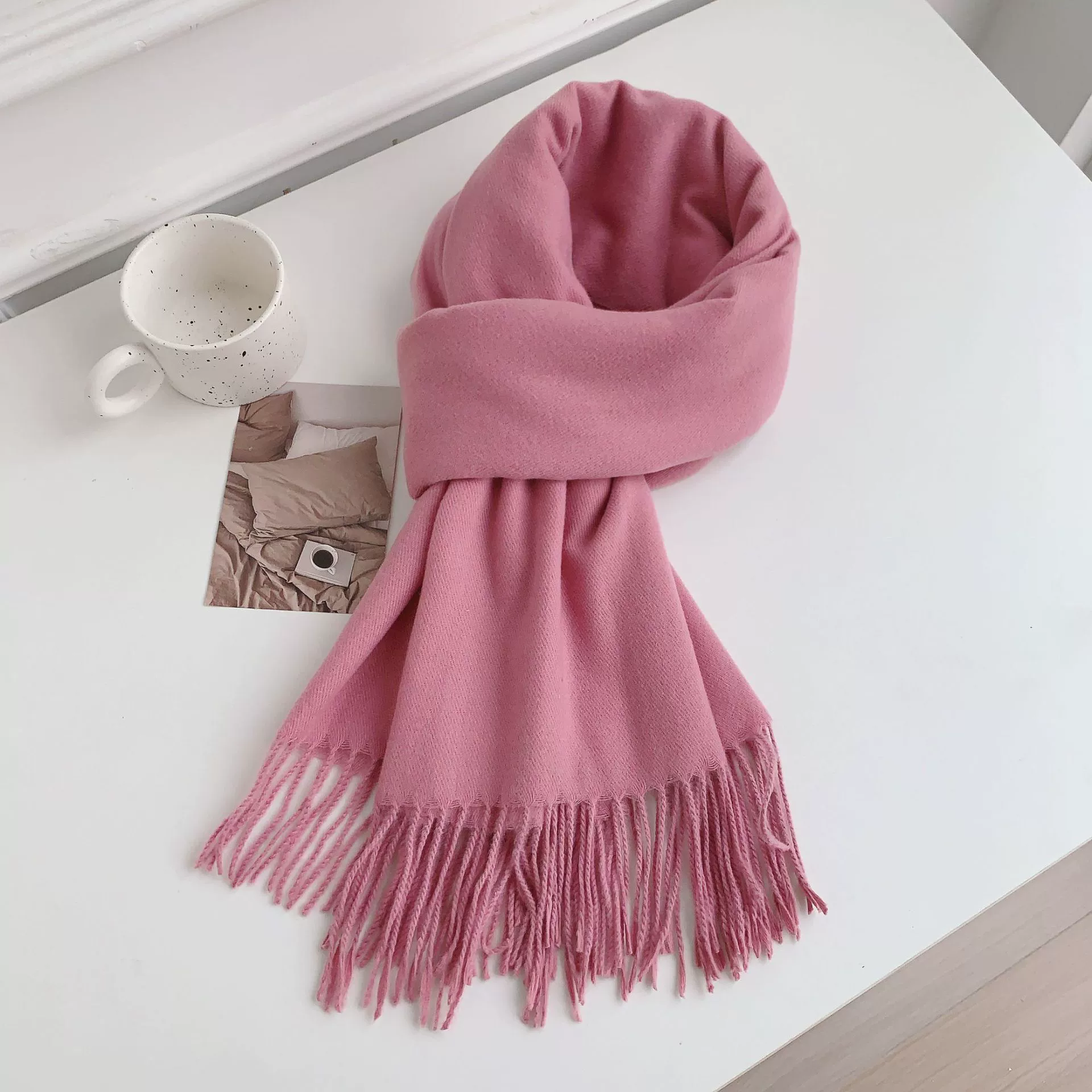 Faux Cashmere Fringe Scarf view 9