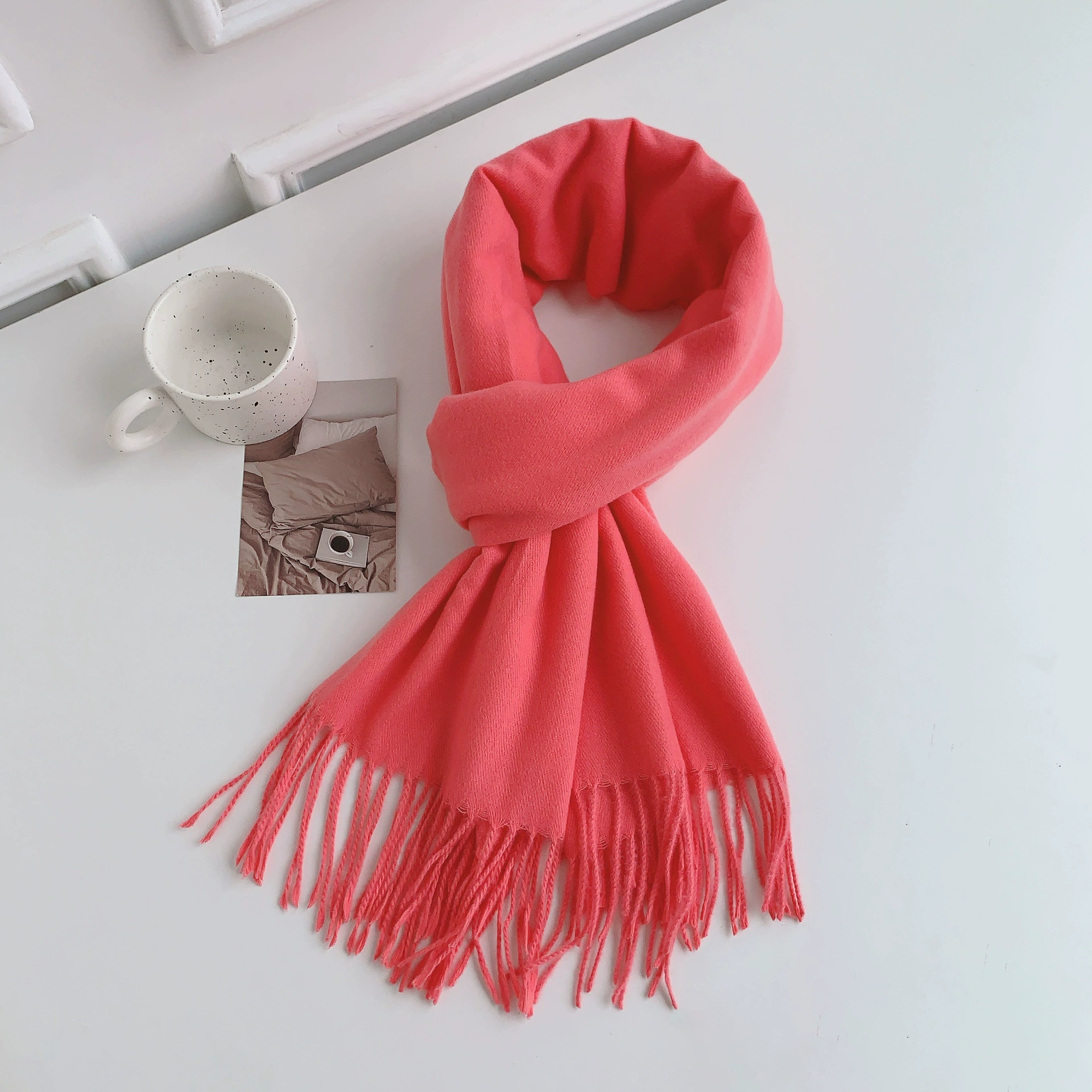 Faux Cashmere Fringe Scarf view 10