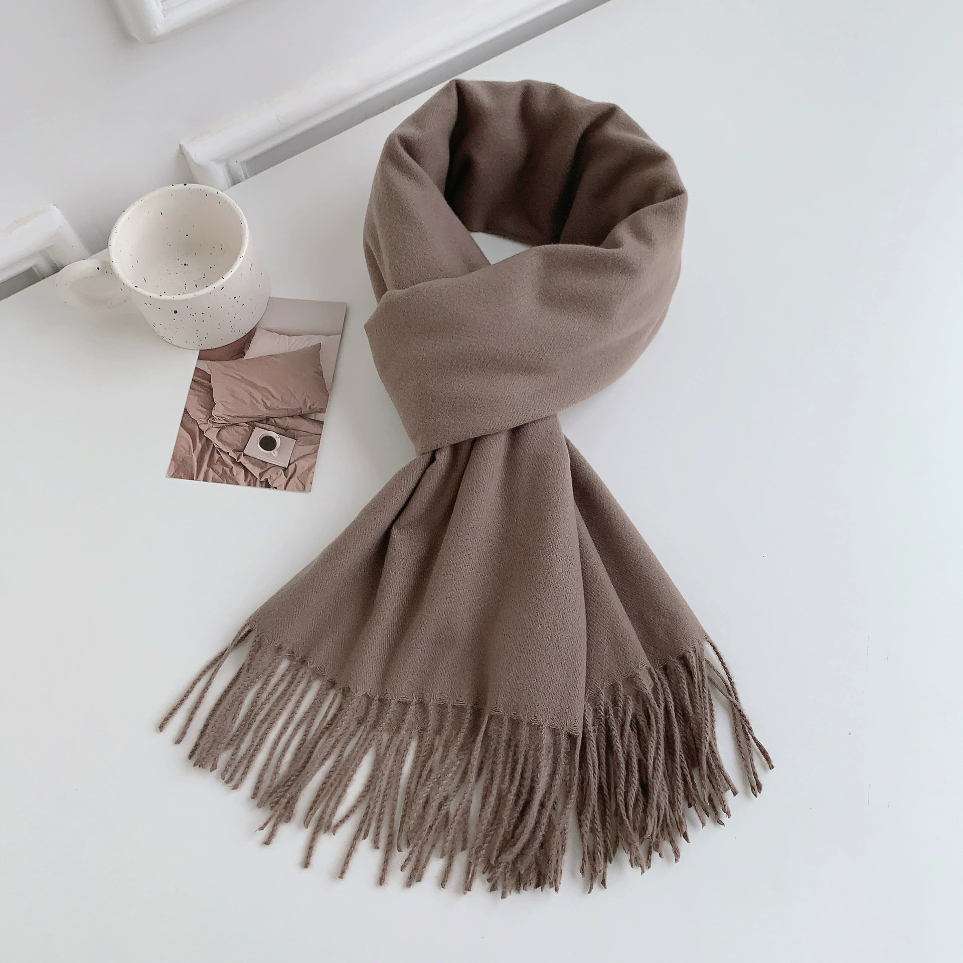 Faux Cashmere Fringe Scarf view 12