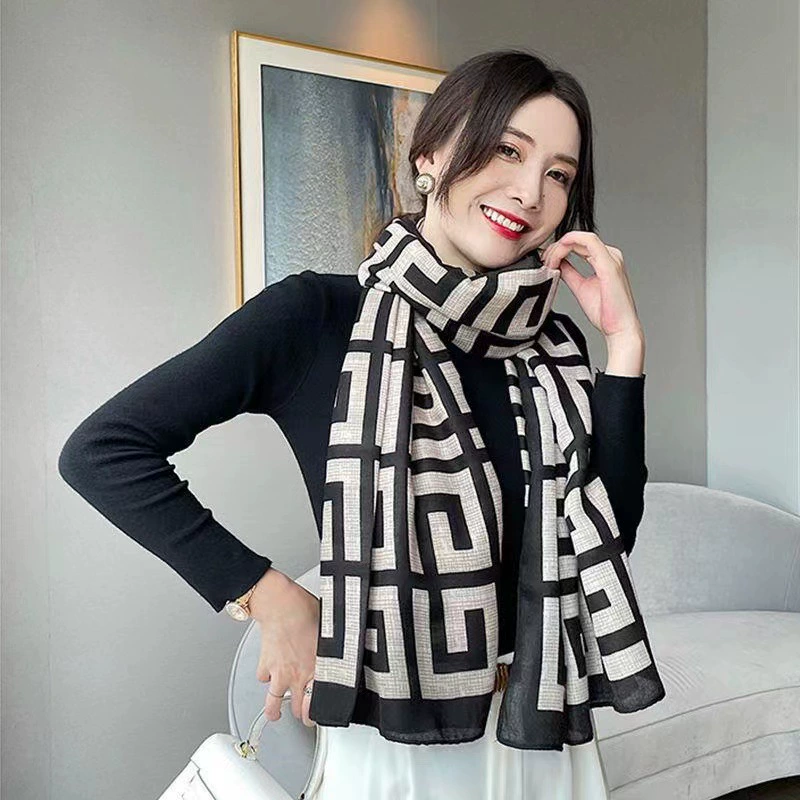 Printed Cotton Linen Scarf for All Seasons view 2