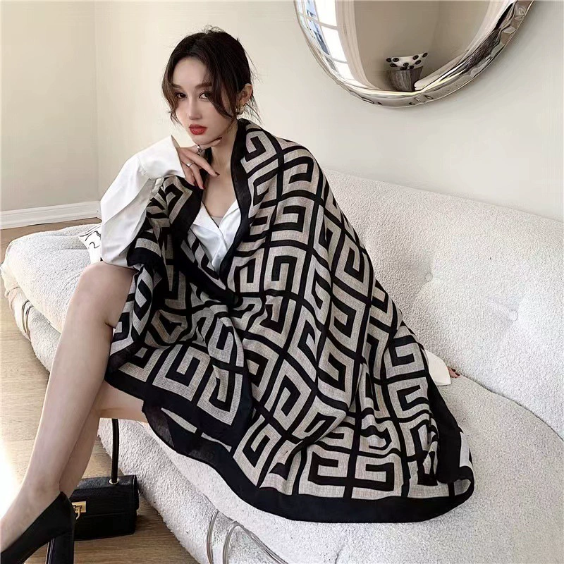Printed Cotton Linen Scarf for All Seasons view 3