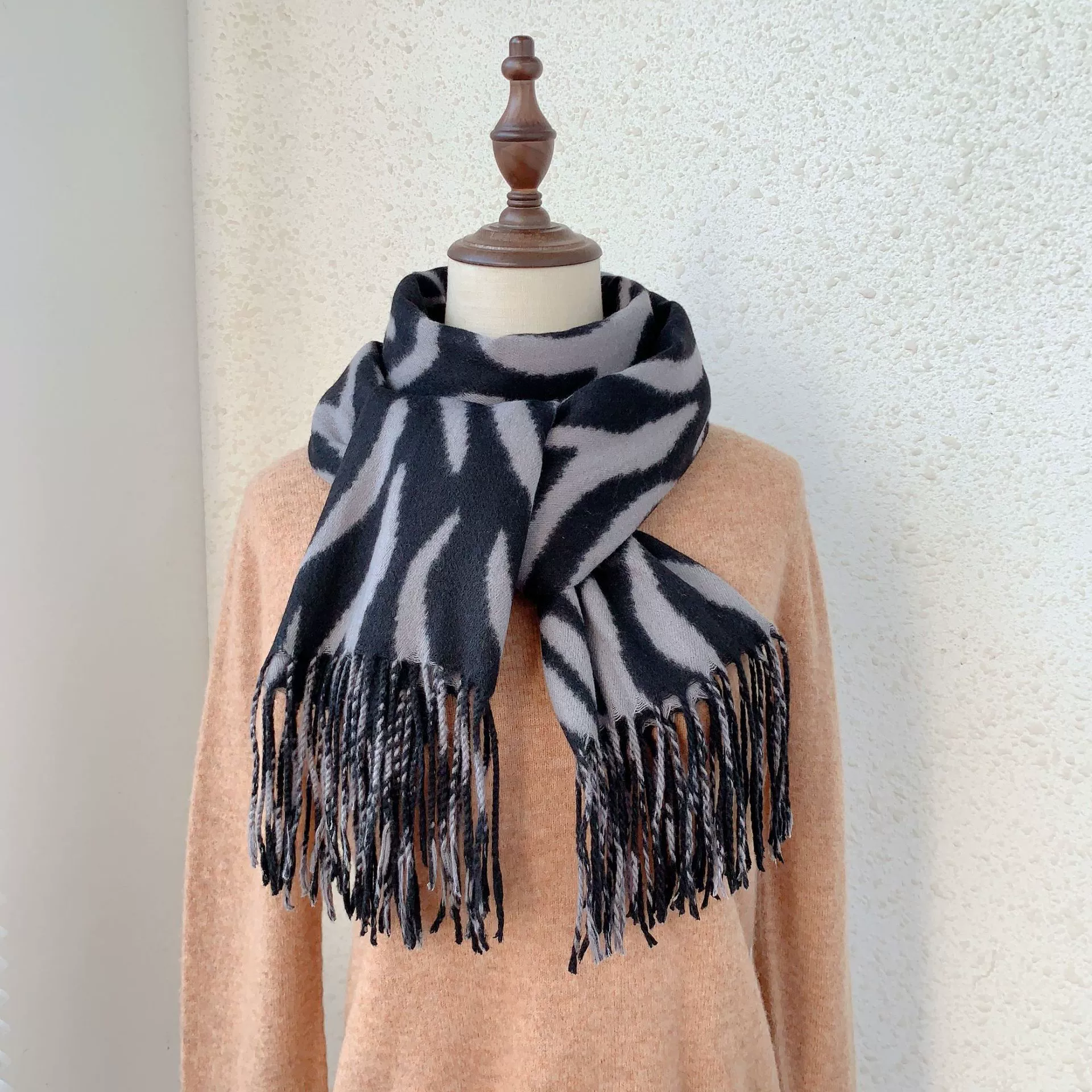 Striped Faux Cashmere Scarf view 3