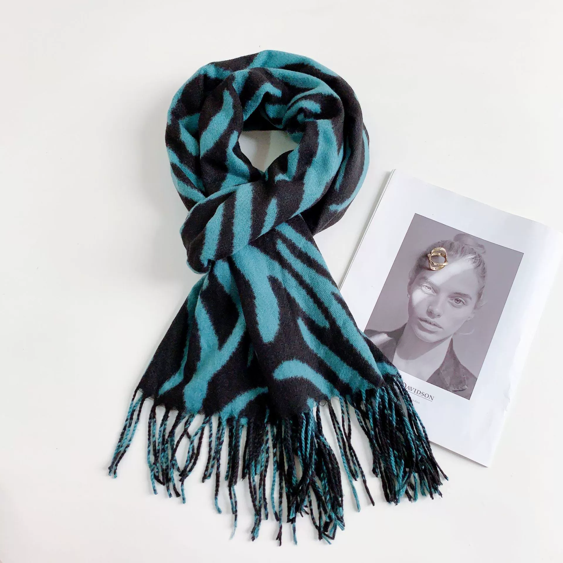 Striped Faux Cashmere Scarf view 4