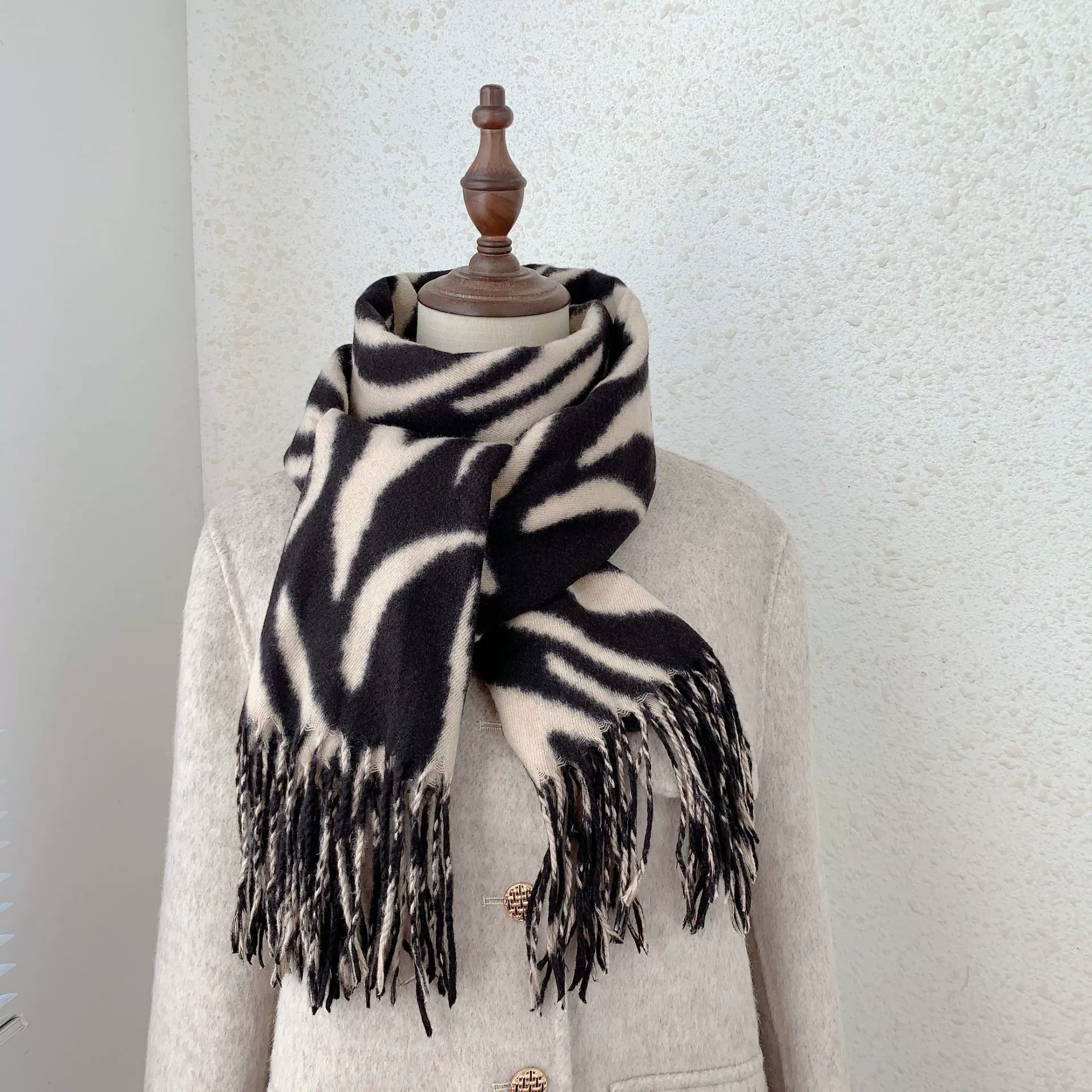 Striped Faux Cashmere Scarf view 6
