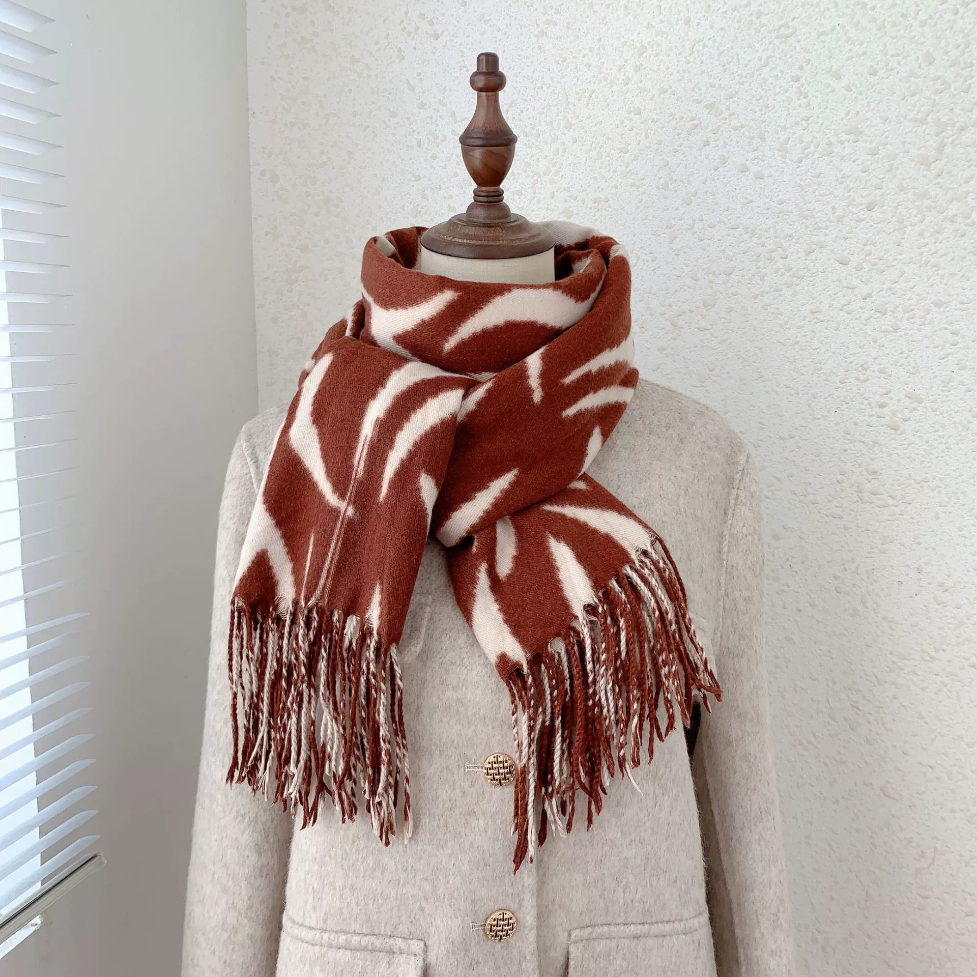 Striped Faux Cashmere Scarf view 7