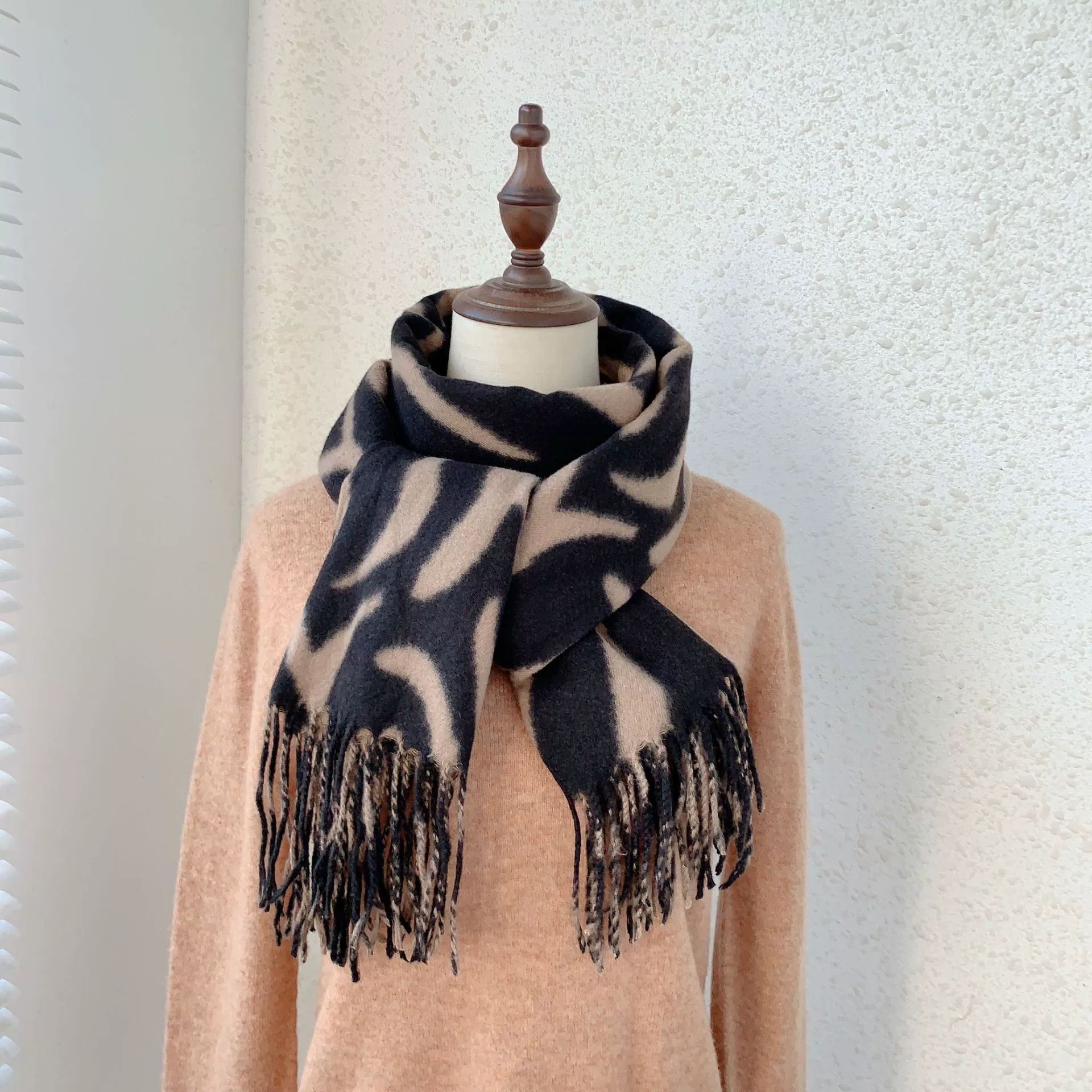 Striped Faux Cashmere Scarf view 8