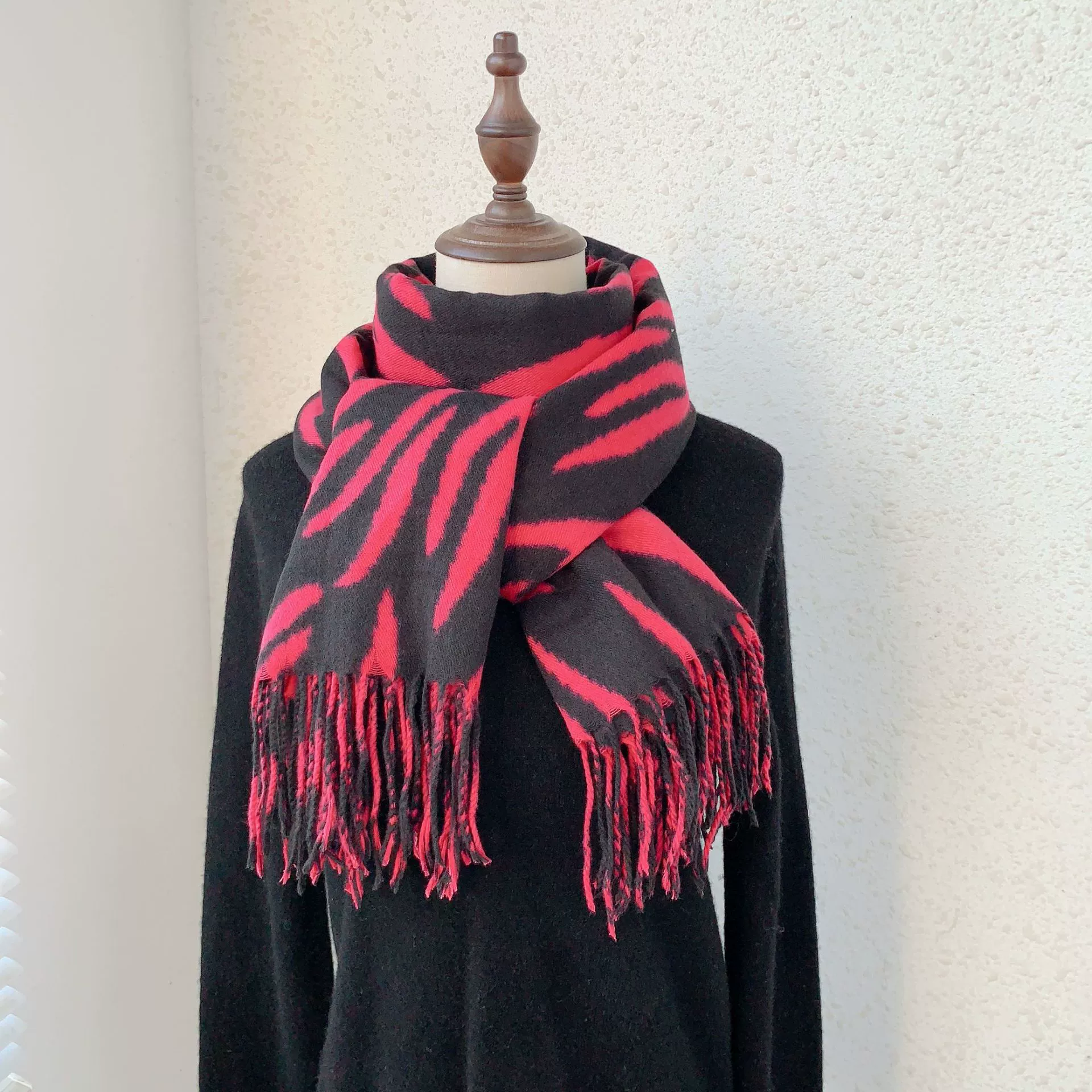 Striped Faux Cashmere Scarf view 9