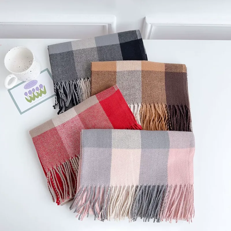 Plaid Faux Cashmere Scarf