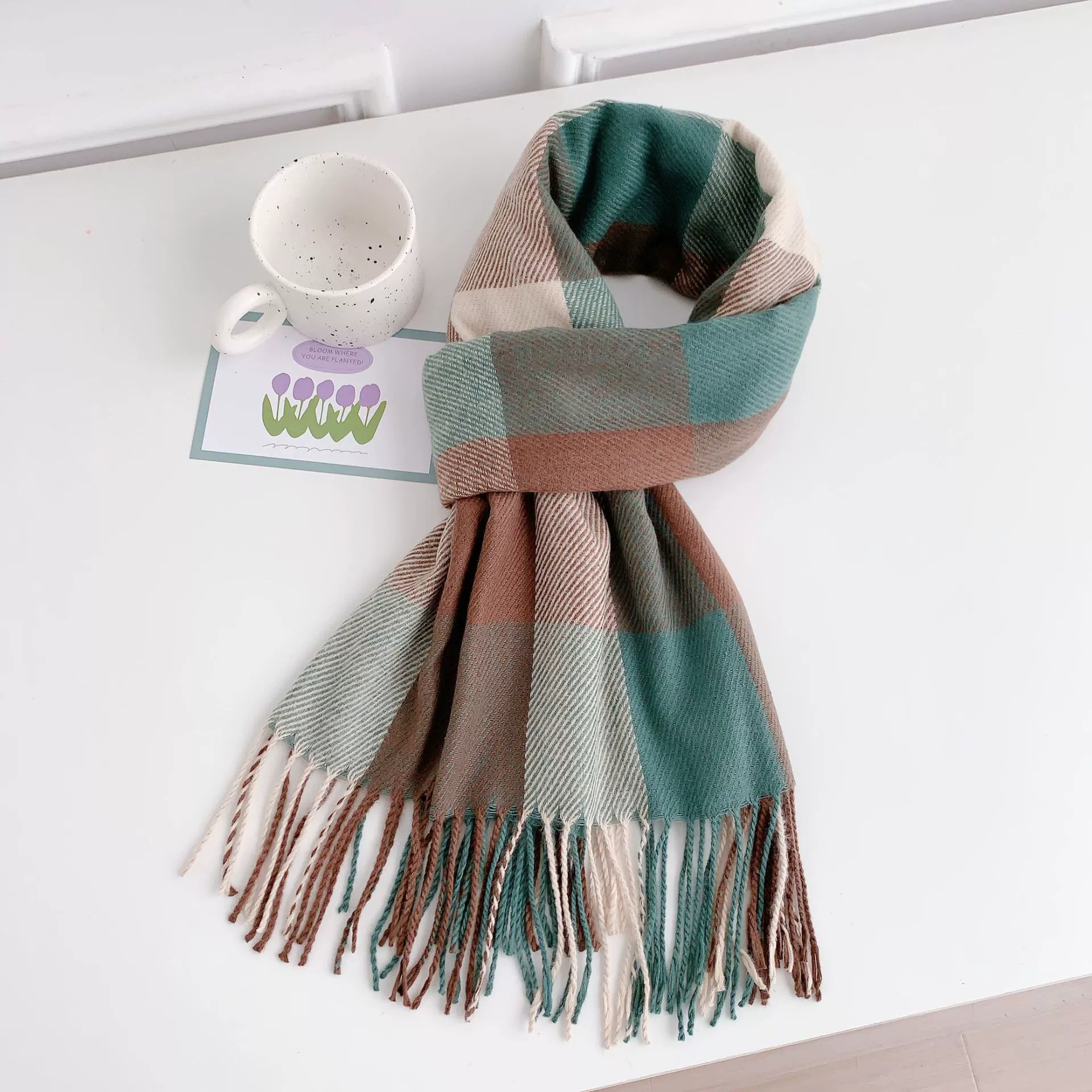 Plaid Faux Cashmere Scarf view 4