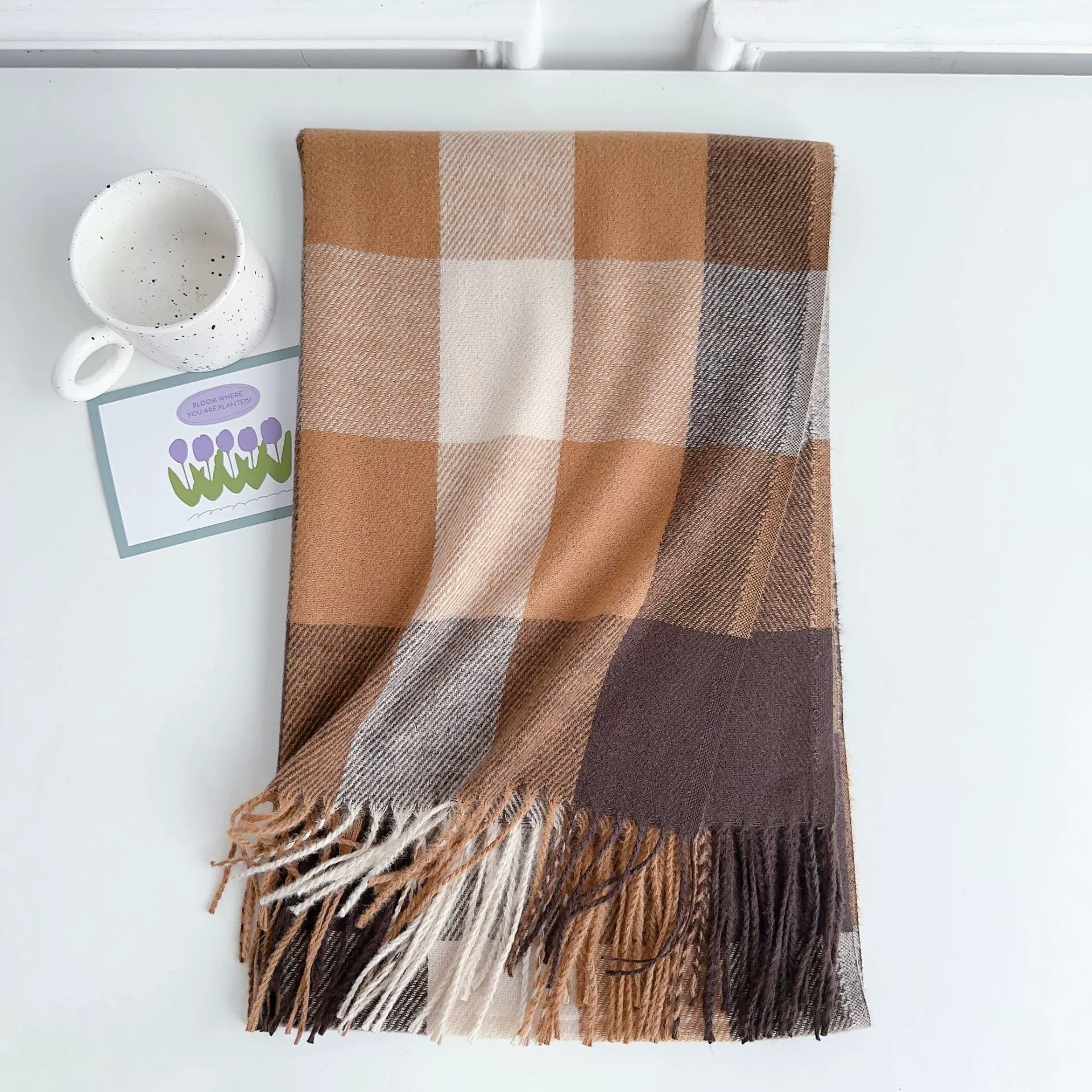 Plaid Faux Cashmere Scarf view 6