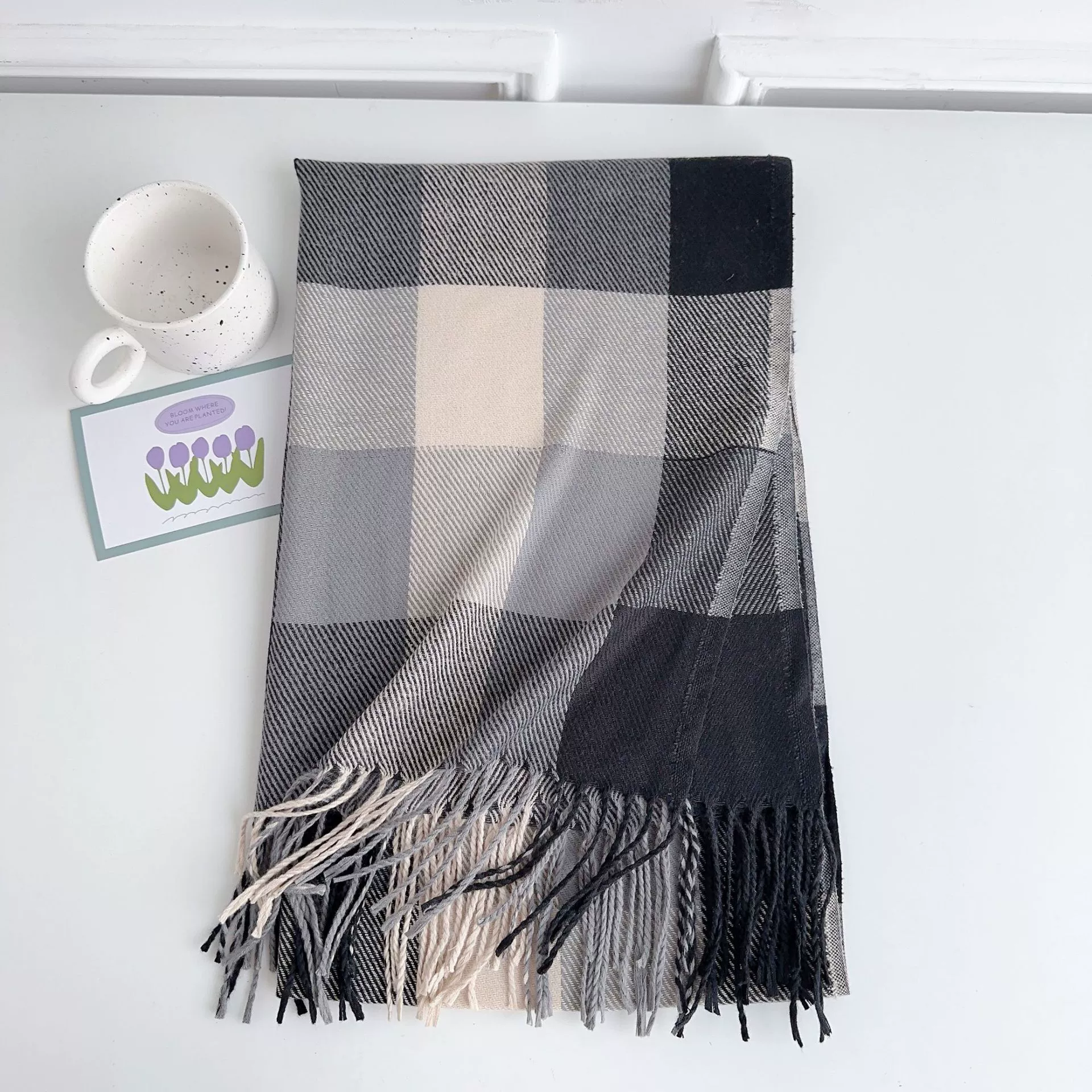 Plaid Faux Cashmere Scarf view 9