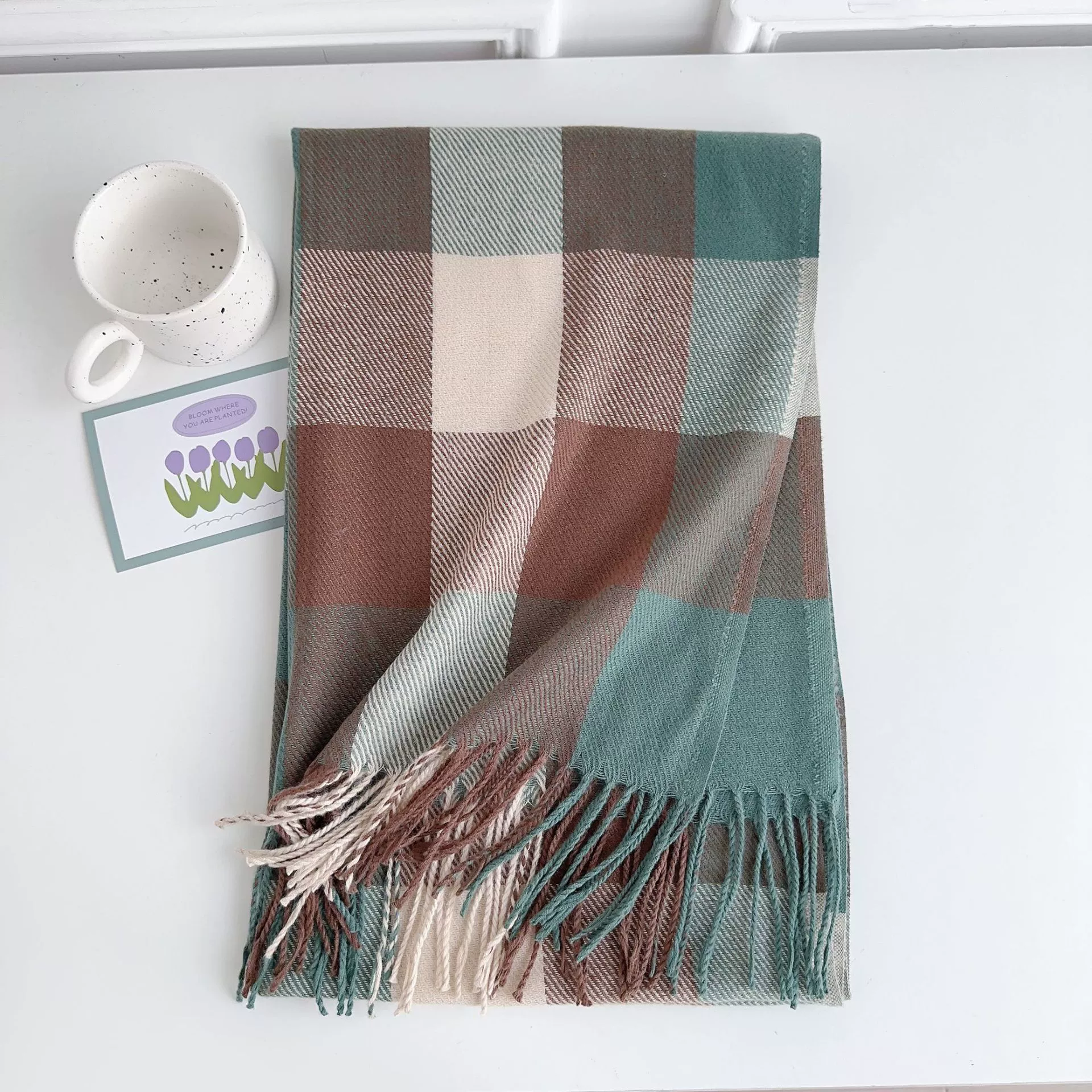 Plaid Faux Cashmere Scarf view 10